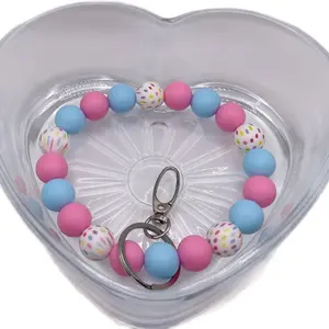 Stretchy Silicone Beaded(15mm)Wristlet Keychain Accessories Wearable