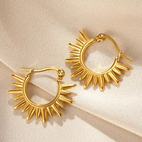 1 Pair Sunflower Design Hoop Earrings, Stainless Steel Hoops, All-match Jewelry for Girls Gift, Female Classic Fashion Accessories for Daily Wear