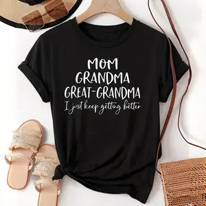 Mom Grandma Great-Grandma Women's T-Shirt, Multi-Generational Great Grandma Tee, Proud Family Legacy Casual Cotton Crewneck, Mother's Day Gift Top, S-5XL women,summervibes