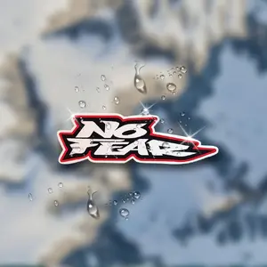 2PCS/SET "NO FEAR Minimalist Attitude Sticker (Red-black-white trendy font + car door/laptop fit) Minimalist sticker Adds sleek fearless feel For minimal style fans Decal For Cars Car Stickers