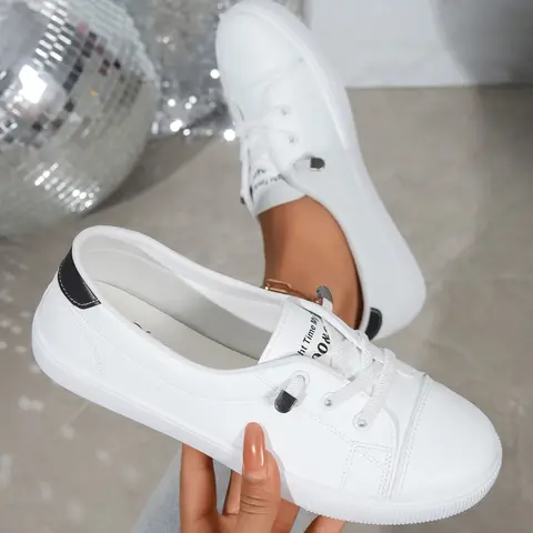 Women's Plus Size Sneakers, Fashion Casual Flat Shoes, Lace-Up College Style, Versatile Sporty Leisure Shoes, Trendy Walking Sneaker, Low Top Sneakers, Casual Wear Sneaker, Casual Footwear Sneakers, Fashionable Casual Sneakers