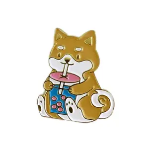 Corgi Drinking Boba Enamel Pin – Cute Dog Lapel Pin for Boba & Pet Lovers – Kawaii Accessory for Backpacks, Jackets or Gifts