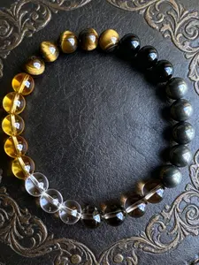 Money Bracelet with Black Onyx & Tiger's Eye, Wealth & Luck Bracelet, Prosperity Abundance Protection Crystal Beaded Bracelet Gift, Crystal Bracelets