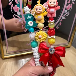 Custom Beadable Pens – Cute Character Pens with Bow & Rhinestone | Handmade | Choose Your Style