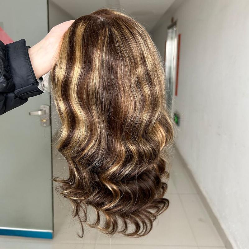 Ombre Bob Wig Human Hair 13x4 Highlight Lace Front Wigs Human Hair Colored P4/27 Honey Blonde Bob Wigs Human Hair Pre Plucked Hairline 180 Density Bob Wigs For Women