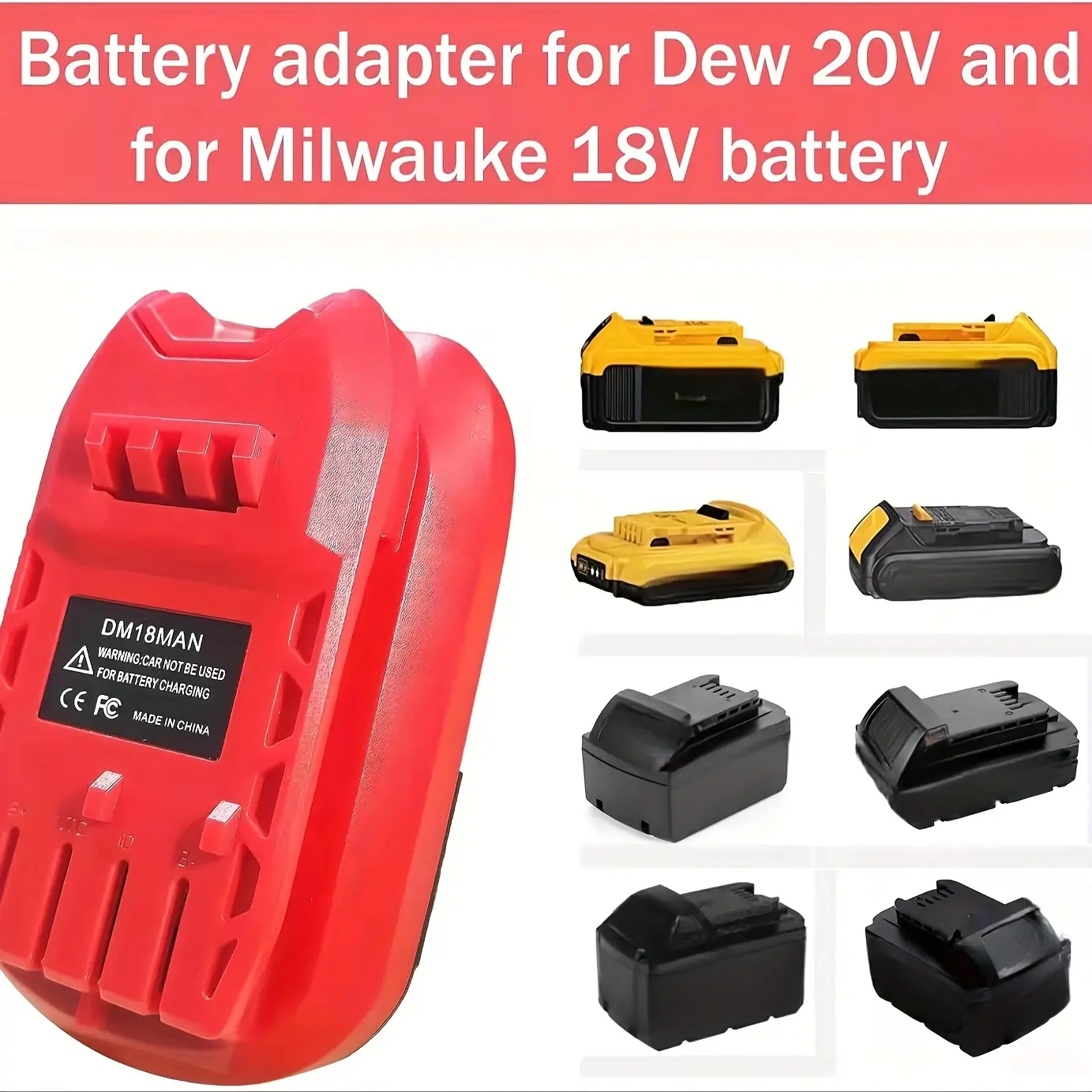 Power Tool Battery Adapter - Convert DeWalt 20V, Milwaukee 18V Lithium Batteries to Certified Safety Craftsman 20V V20 Power Tools, V20 Craftsman, Adapter Unit