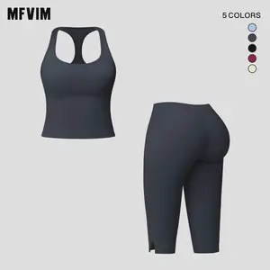 MFVIM women’s summer fashion sports set, solid-color slim tank top and high-waisted slim shorts, suitable for outdoor sports, yoga, and fitness