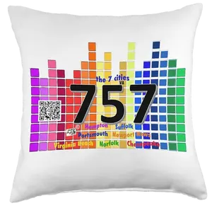 757 Zip Code Souvenir Pillow - 16" x 16" or 18" x 18" 100% spun-polyester fabric, filled with 100% polyester & double-sided print