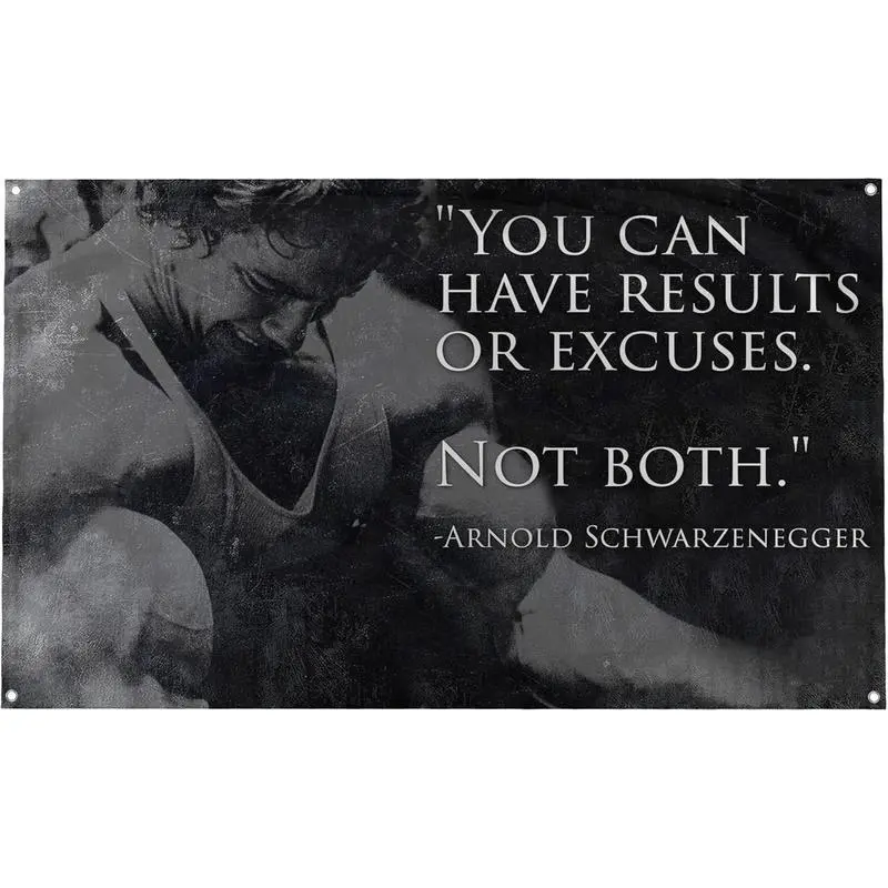 Arnold Schwarzenegger Quote Motivational Wall Tapestry, 60in x 40in Size Lightweight Polyester with Metal Grommets for Hanging, Home Decor for Office, Gym