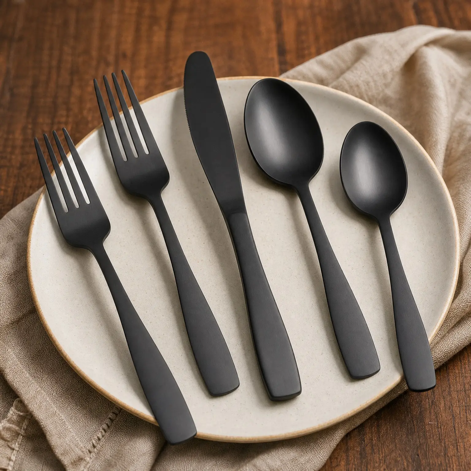 Matte Black Silverware Set, Satin Finish 20-Piece Stainless Steel Flatware, Tableware Cutlery Set Service for 4, Kitchen Utensils, Dishwasher Safe