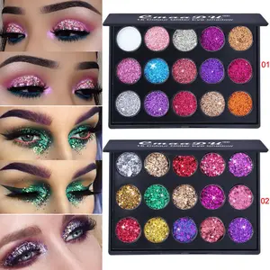 15-Color Glitter Eyeshadow Palette with Shiny Diamond, No Glue Needed, Stage Makeup Gel Eyeshadow Cosmetic