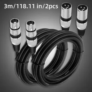 Professional record-grade XLR balanced microphone cable 2-piece set, Cat5e classified cable 3-cone male and female heads, soft circular connector, specifically designed for amplifiers/speakers