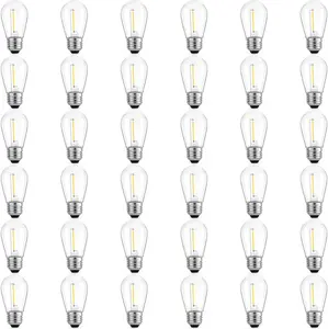 36 Pack S14 LED Bulbs for Outdoor String Lights, Shatterproof Replacement Edison Bulbs for Patio String Lights Outdoor Waterproof, Warm White 2200K, Non-Dimmable, E26 Standard Base