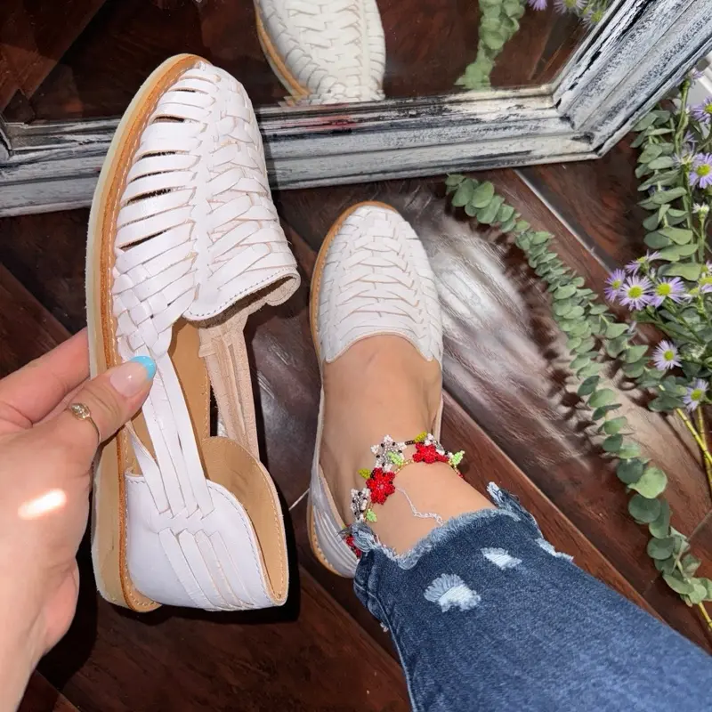 Huarache Sandal - Handmade Mexican Hecho in Michoacán, Colorful Leather, Open Toe, Casual Footwear for Women, Perfect Choice for Wide Feet - Running