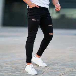 Men's Slim Fit Ripped Stretch Taper Skinny Jeans Comfort High Waist Tapered Leg Fashion Denim Pants
