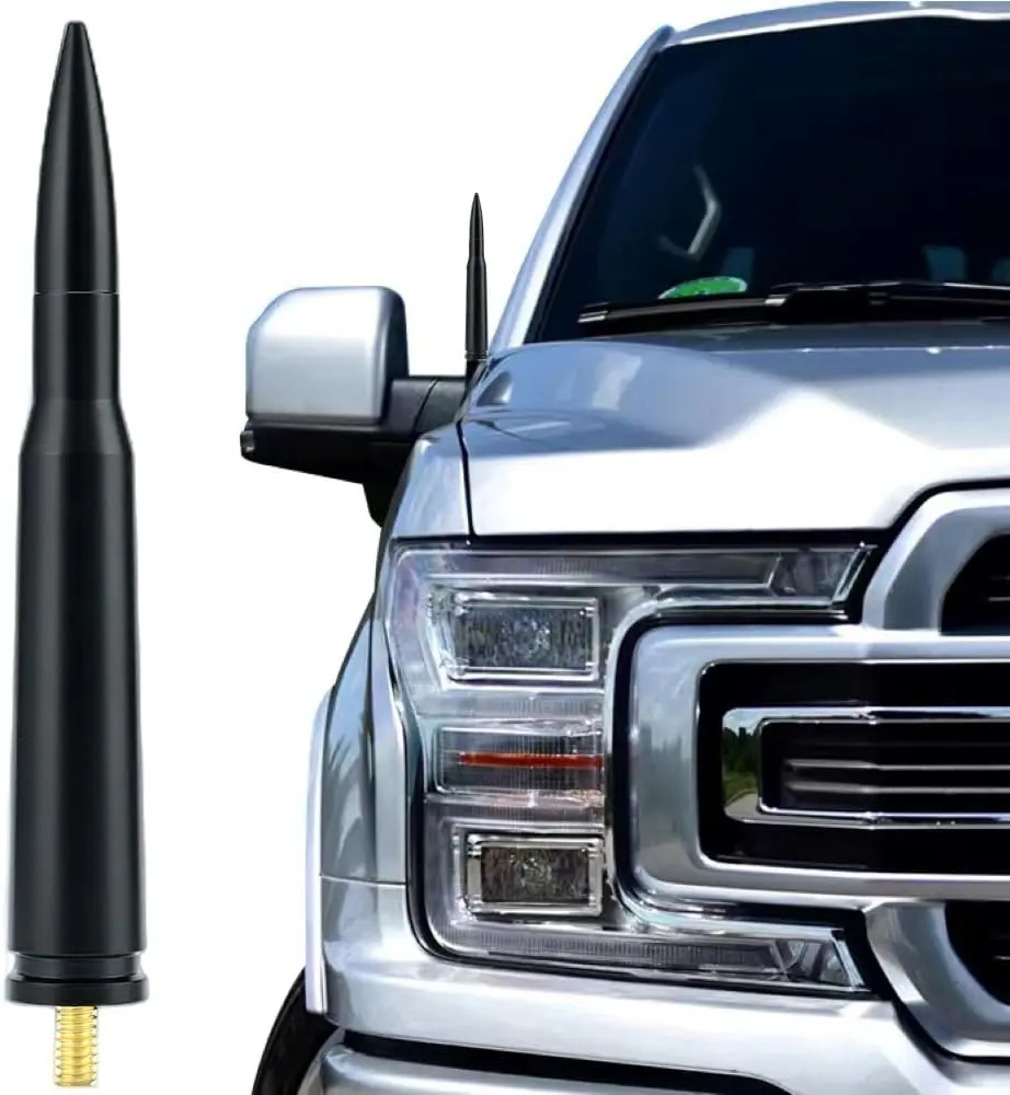50 Cal Truck Bullet Antenna Compatible with Ford F150 F250 F350 Raptor Bronco/Dodge RAM 1500 2500 3500/Chevrolet Silverado & GMC Sierra-Short Replacement Antenna 1990