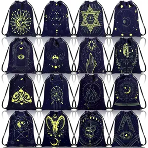 16 Pcs Velvet Storage Bag for Tarot Cards, Runes, Dice - Vintage Drawstring Pouches for Jewelry and Tarot Enthusiasts, 7.1 x 5.9 Inch