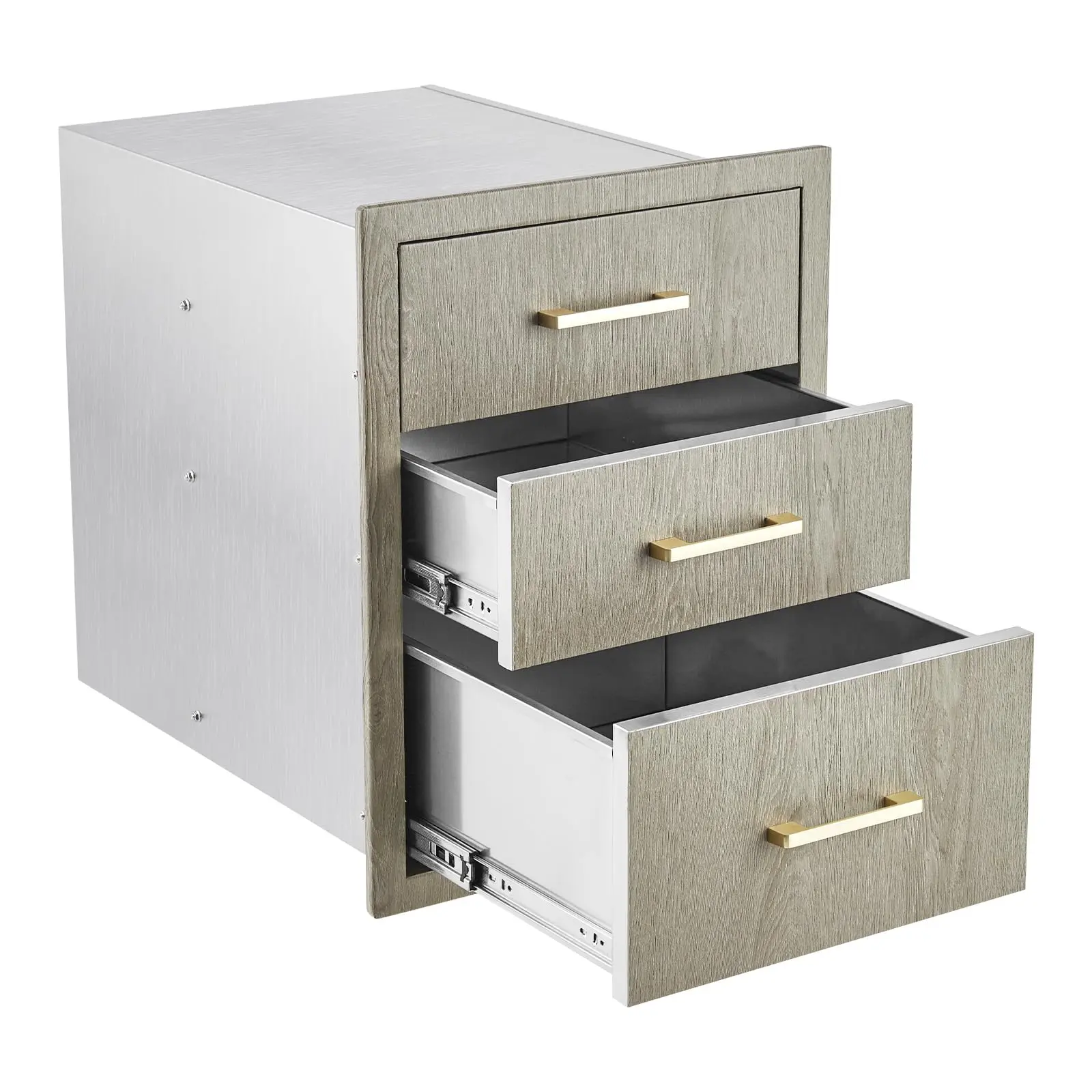 Garvee Stainless Steel Outdoor Kitchen Triple Drawers 18"W x 23"D x 23"H - Heavy Duty, Weather-Resistant Flush Mount Drawers for BBQ Island, Patio Grill, and Outdoor Cooking Spaces