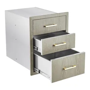 Garvee Stainless Steel Outdoor Kitchen Triple Drawers 18"W x 23"D x 23"H - Heavy Duty, Weather-Resistant Flush Mount Drawers for BBQ Island, Patio Grill, and Outdoor Cooking Spaces