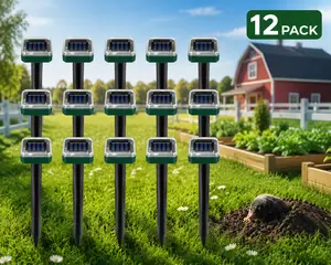 12 Pack Mole Repellent Gopher Repellent Solar Snake Repellent Ultrasonic Vole Gopher Repellent Sonic Waterproof Spikes Stakes for Garden Yard