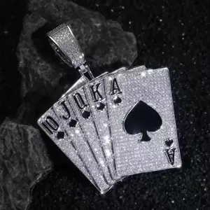 8145 Streetwear Spade Playing Card Pendant Necklace Trendy Hip Hop Party Accessory summerwins