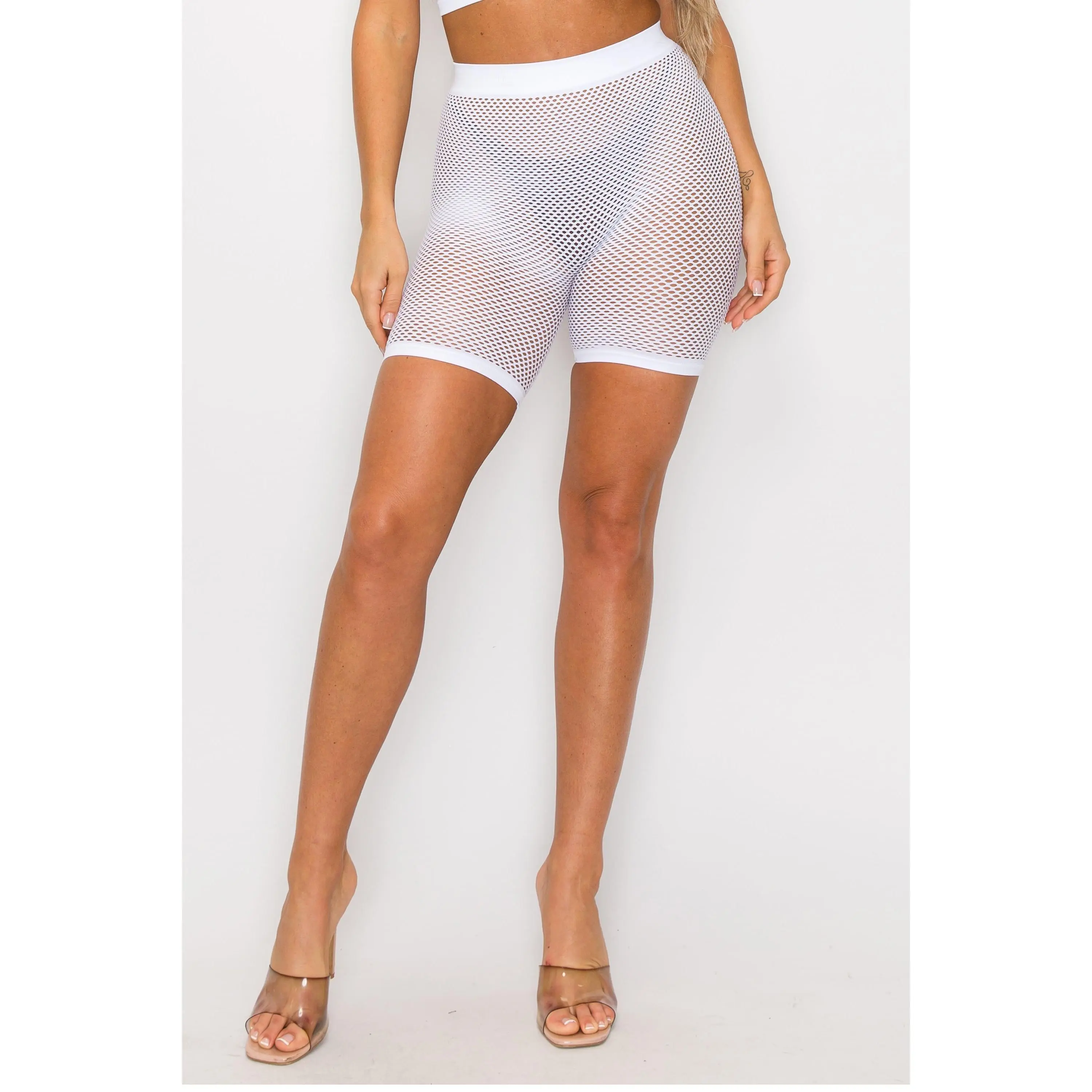 Women's Sheer Fishnet Biker Shorts