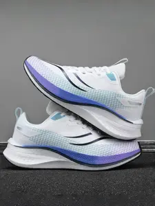 Women's White-Orange-Green Gradient Mesh Sports Shoes, Fashion Running Shoes, Breathable Flyknit, Full-Length Cushioning, Trendy Lines, Versatile Running Shoes, Shoe For Runners