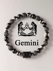 Handmade 12 Constellation Volcanic Stone Beaded Bracelet, Unisex Fashion Accessory for All Seasons, Perfect Jewelry Gifts for Family & Friends