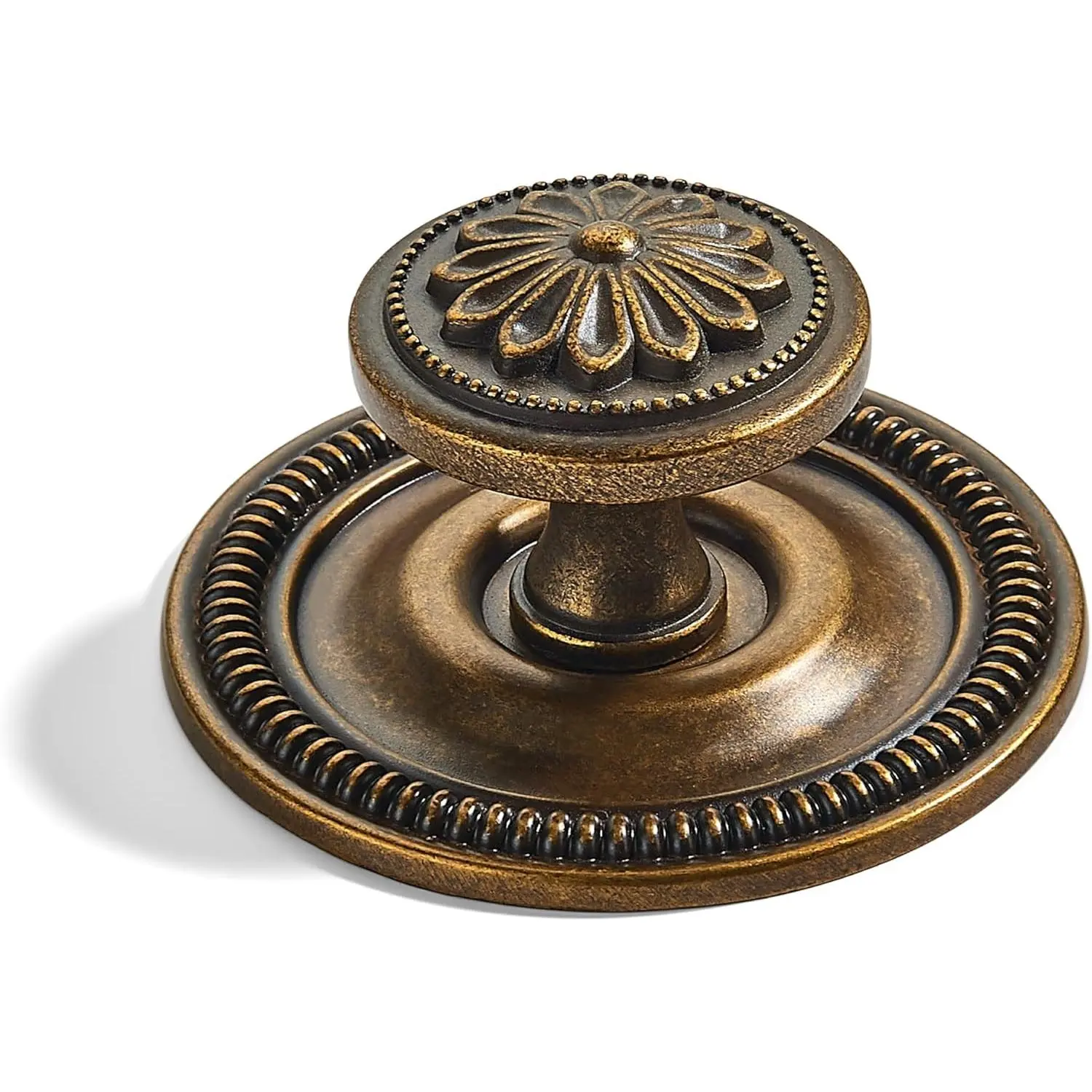khtumeware 2 Pack 2.5 Inch Antique Brass Cabinet knobs with Backplate,Vintage Backplate for Drawer knobs, Bi-Fold Door Knobs