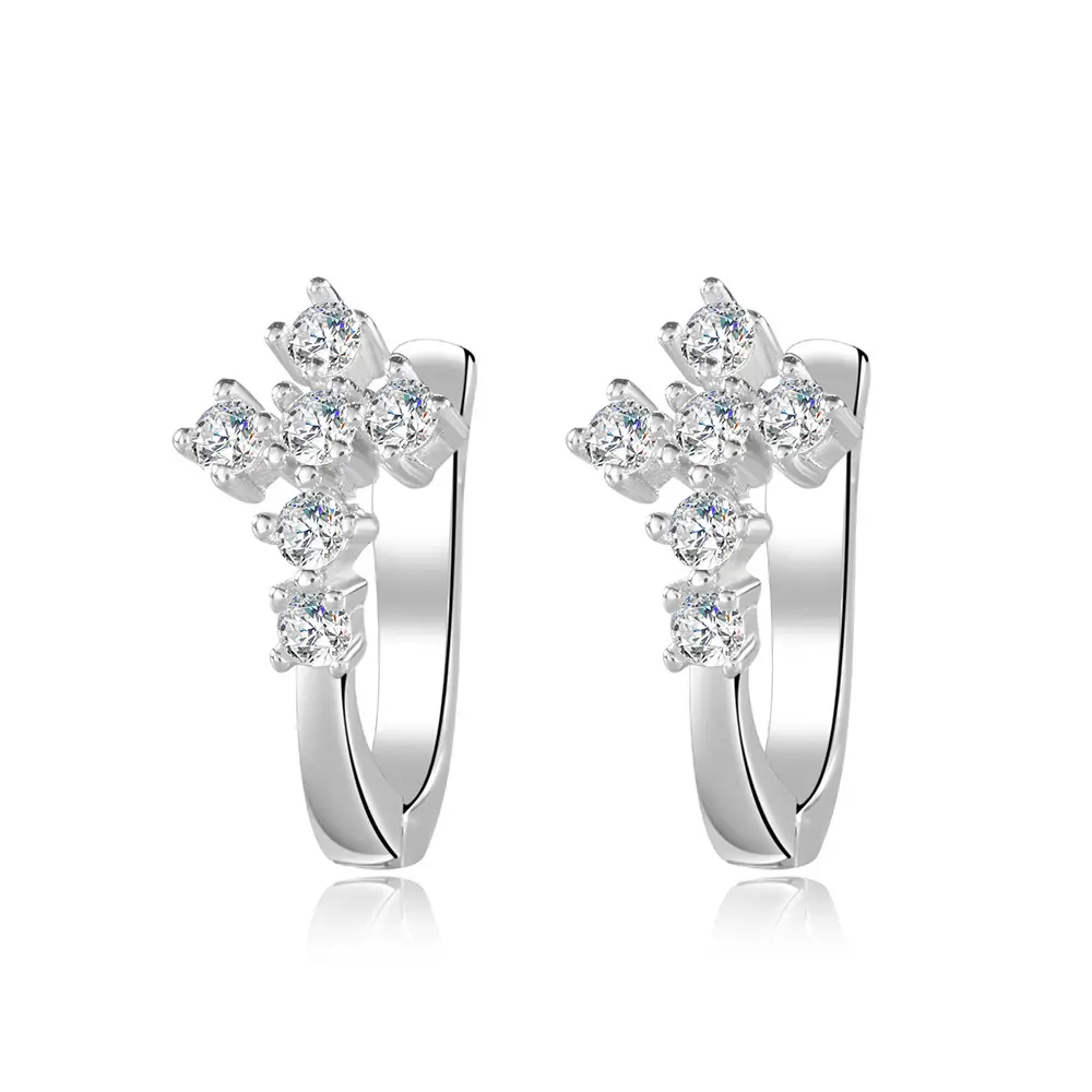 【979】Dainty 5-Stone Synthetic Moissanite Cross Stud Earrings, Elegant Minimalist Earrings with Precision-Set Sacred Geometry Design, Dainty Earrings, Adults