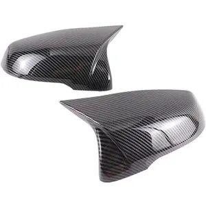 Car Accessories 2pcs Glossy Black Side Wing Rearview Mirror Cover Caps Fit for BMW X1 F48 X2 F39 Z4 G29 2GT F45 F46 F52 F40 Fit for Toyota Supra Clean(Carbon Pattern-2pcs)