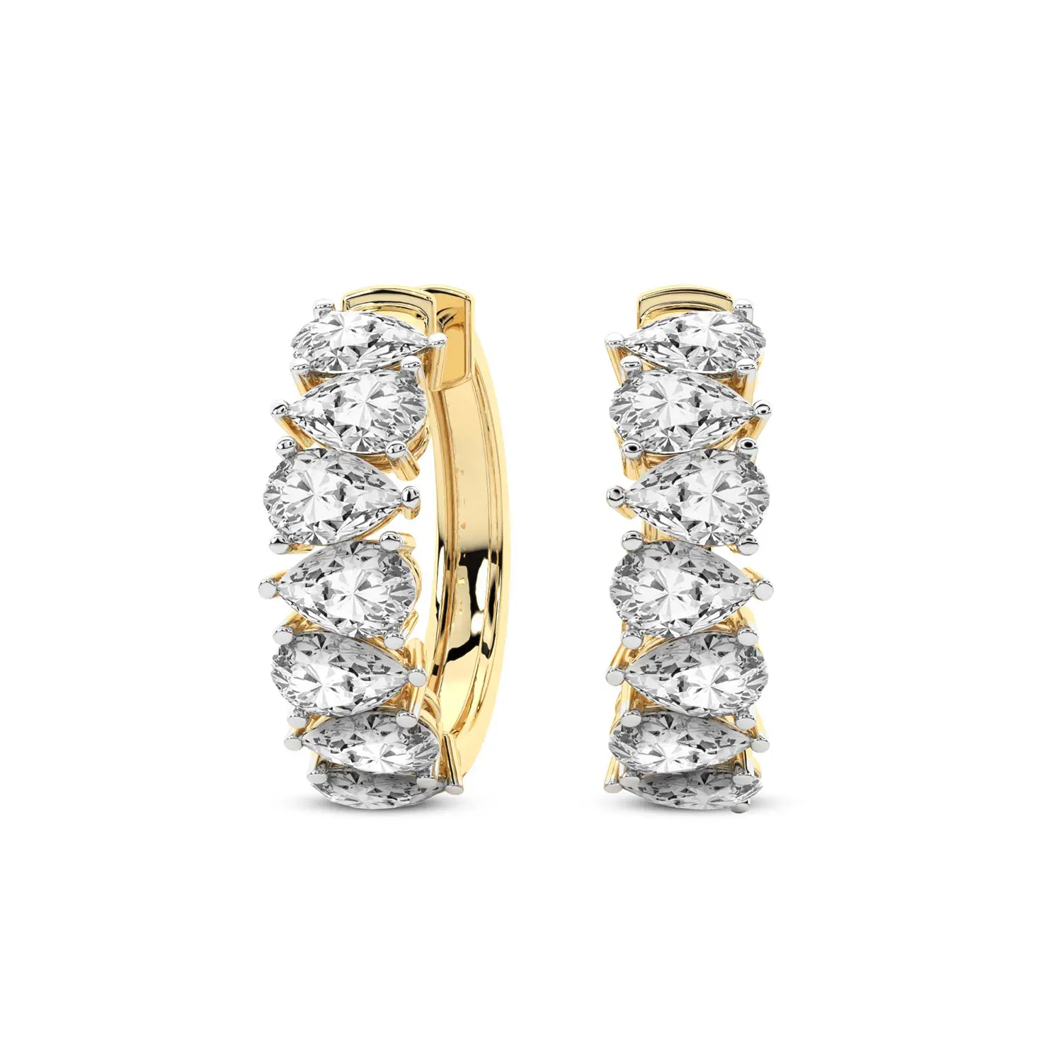 Lab Diamond Hoop Earrings 14Kt Yellow Gold 2Ct Eudora Pear Lab Diamond Hoop Earrings F-G Color, VS Diamond, IGI Certified - Friendly Diamonds