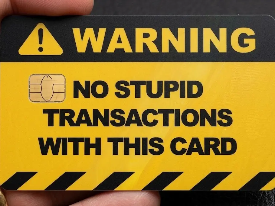 Funny Warning Credit Card Skin Sticker – No Stupid Transactions With This Card – Sarcastic Wallet Card Cover