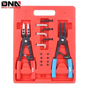 2pc 10 in Heavy Duty Multi Angle Internal External Spring Ratchet Circlip Plier For Ring Remover Retaining Snap Ring Plier Set, W/ Case