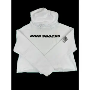 KING SHOCKS WOMENS WHITE CROP TOP HOODIE