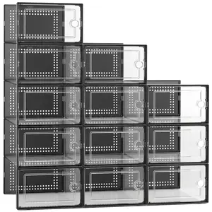 12Pieces Foldable Transparent Shoe Organizer Boxes Dustproof Breathable Design Stable Stackable Home Shoe Storage Sundry Classification Box