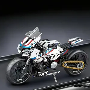 3 Large Size Realistic Super Cool Motorcycle Racing Technology Building Block Set, Hobby Collection Display Ornament, Holiday Gift