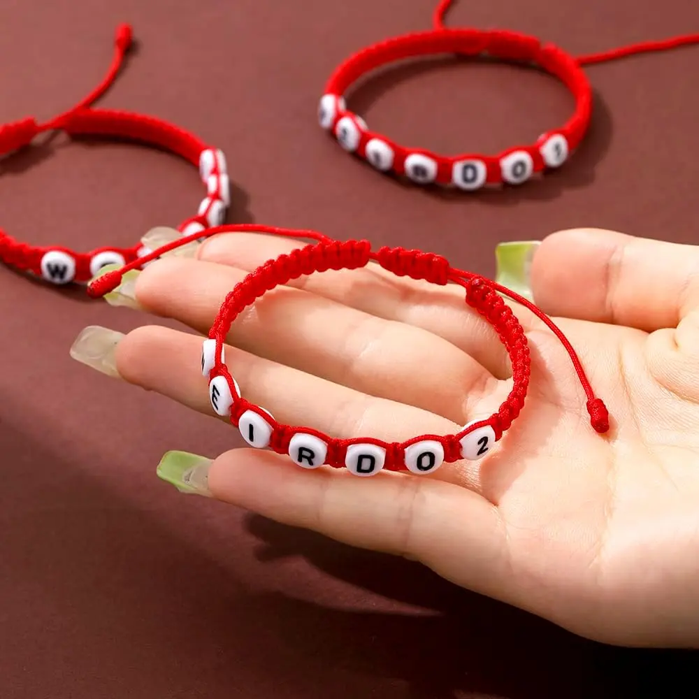 Friendship Bracelets for 3 Best Friends, Handmade Weirdo & Chismosa (Gossip) Matching String Set with Adjustable Acrylic Letter Beads, Birthday Gift for Women & Men, Acrylic Initial Beads, Handmade Craftsmanship, Casual, Christmas, Yes