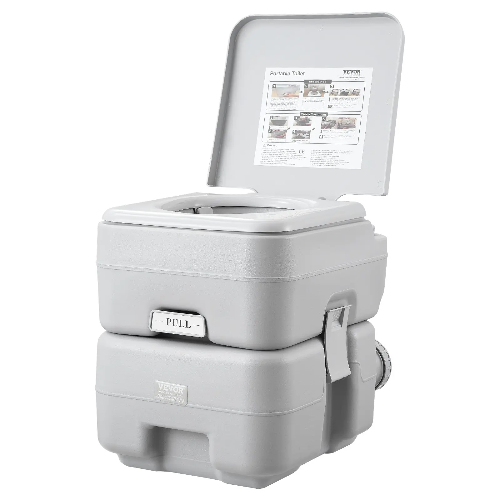 VEVOR Portable Camping Flushable Toilet, Pressurized Flush, 5.3 Gal Removable & Washable Waste Tank, 3.2 Gal Flush Tank, T-Shaped Outlet Porta Potty with Portable Storage Bag, Comes With A Portable Storage Bag