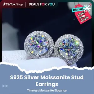 2026 Must-Have New Arrivals | S925 Silver Premium Moissanite Stud Earrings 0.3/0.5/1/2ct | Gender Neutral | Authenticity Certificate | Timeless Elegant Gift for Men & Women | Black Friday Gift
