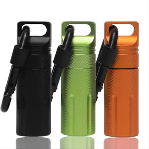 Airtight Security Storage Canister with Keychain Carabiner and Textured Handle, Ideal for Keys USB Pills Money Options