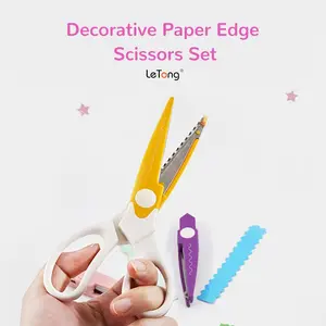 Decorative Scissors Set for Crafts, Abs Resin Album Scissors with 6 Fun Patterns, Safe Smooth Cutting, Halloween and Christmas Paper Crafting