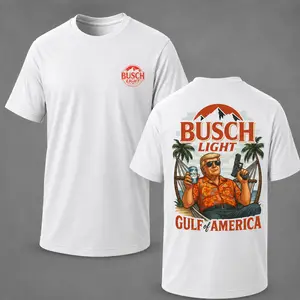 Trump Busch Light Gulf Of America 2026 Shirt, Funny Patriotic Beer Graphic Tee, Vintage Summer Vacation T-Shirt, Unisex Cotton Crewneck Casual Streetwear for Men and Women