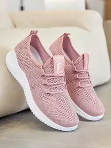 Women's New Fashion Running Shoes, Breathable Flyknit Textile, Comfortable Soft Sole, Sporty Style, All Seasons, Athletic Walking Shoes