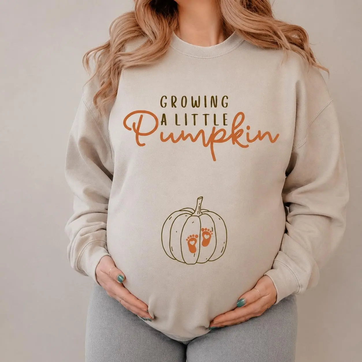 Women's Growing A Little Pumpkin Sweatshirt – Fall Maternity Shirt, Thanksgiving Pregnancy Announcement Gift