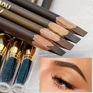 2-Pack Waterproof Eyebrow Pencils - Cosmetic Makeup, Smudge-Proof, Long-Lasting, Sulfate-Free, Dual-Ended with Built-In Brush for Flawless Natural Look, Suitable for All Skin Types