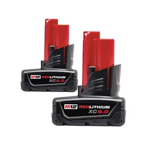 Milwaukee 48-11-2460 M12 REDLITHIUM XC 6.0Ah Extended Capacity Battery Pack (2 Count) Milwaukee 48-11-2460 M12 REDLITHIUM XC 6.0Ah Extended Capacity Battery Pack (2 Count)