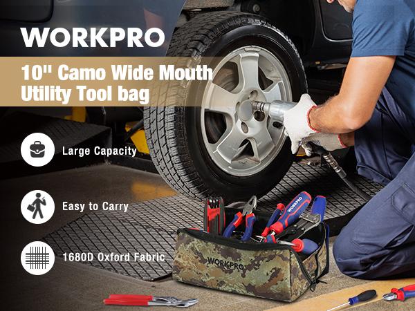 #BacktoSchool WORKPRO 10" Tool Bags, 3 Pack Zipper Tool Pouch with Wide Mouth Design | 1680D Oxford Fabric, Wide Mouth Design, Dual Zipper, Reinforced Stitching, Carry Handle, Multi-Purpose Storage Pouch