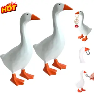 2Pcs 7 Inch Mini Desk Goose Statue Funny Resin Decor for Desk Goose Magnetic Key Holder Cute Goose Fiqurine for Office Table or Home Silly Decor Gifts Housewarming Gift