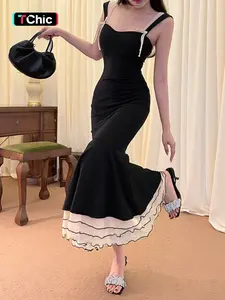 Women's Colorblock Zipper Back Dress, Elegant Sleeveless Formal Dress for Easter Party Wedding Guest Gown, Ladies Summer Clothes, Elegant Dresses